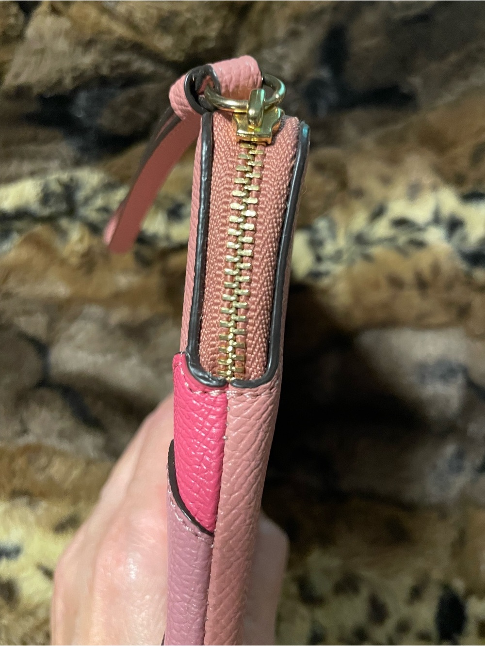 Coach Pink Multi-Tone Leather Wristlet with Mountain Appliqué - Picture 4 of 8